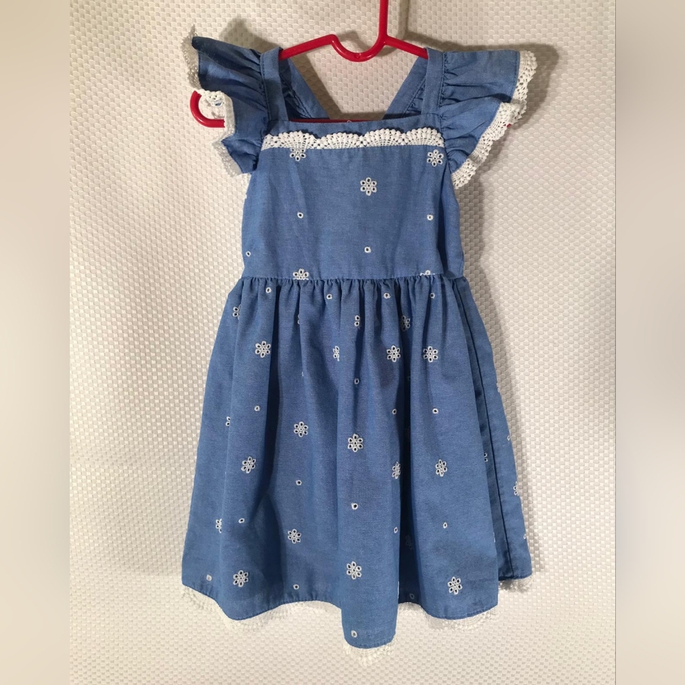 Blue Ruffled Kids Dress - Picture 2 of 5